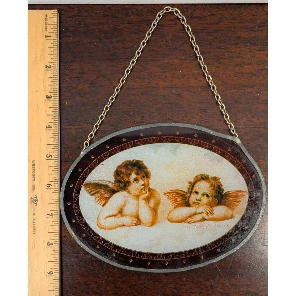 Vintage Cherub Angel Tapestry Throw Pillow & Mini Wall Hanging Set Renaissance